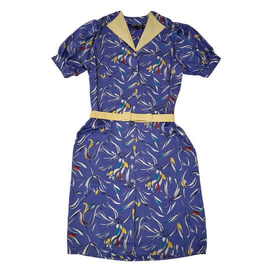 Pierre Cardin Vintage 90s Purple Collared Tea Dress Uk Women's Size 18