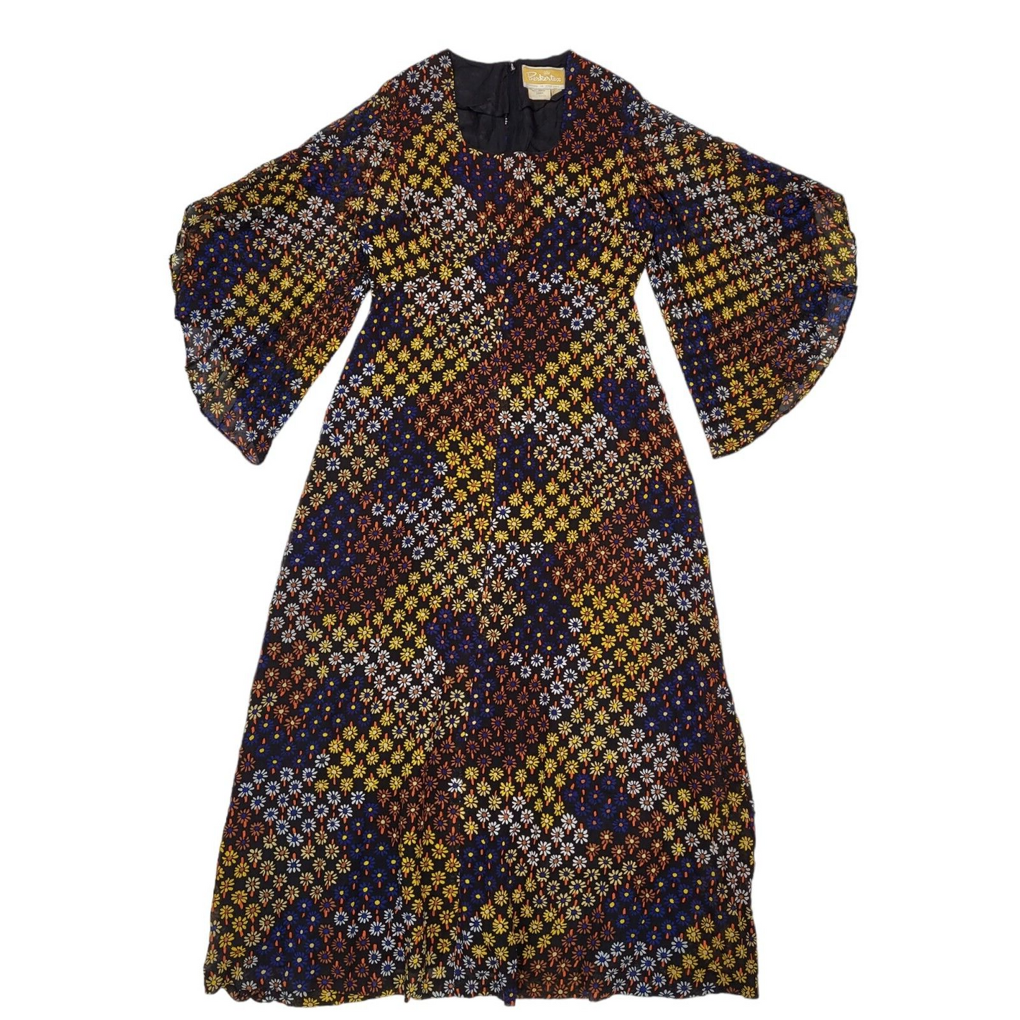 Berkertex 70s Vintage Flotral Maxi Dress Women's Size 16 Eu 44