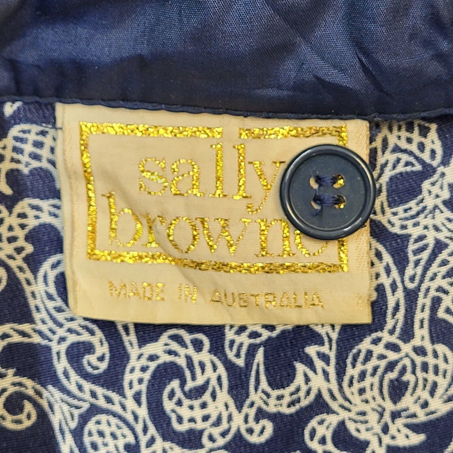 80s Vintage Sally Browne Australia Blue Shirt A-Line Daywear Dress Women's 12