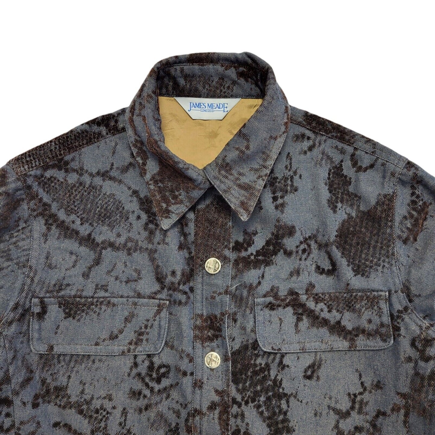 James Meade Vintage 90's Blue & Black Button Up Jacket Womens UK Size 10
