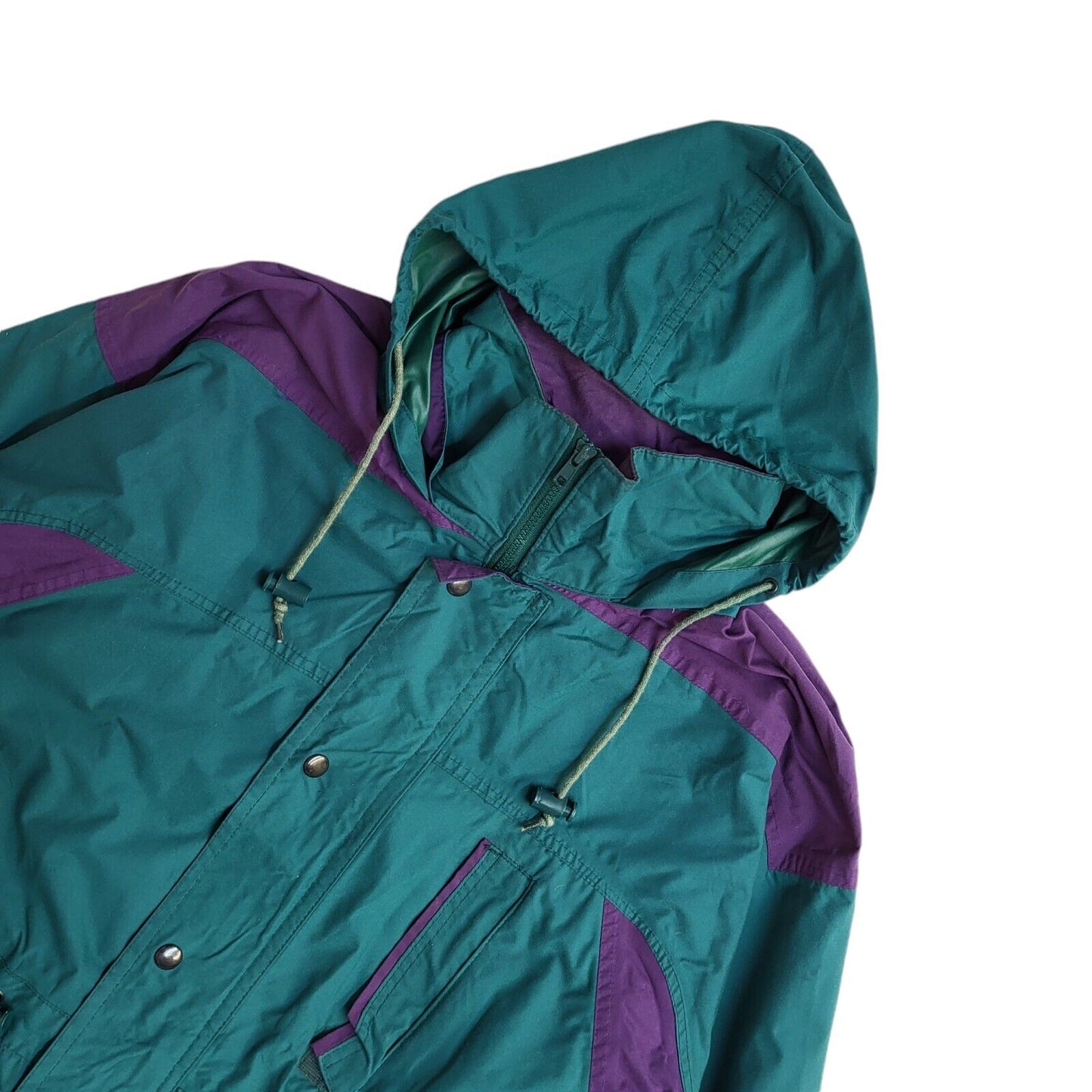 Regatta Vintage 80s Green & Purple Hooded Jacket Uk Men's Size Small