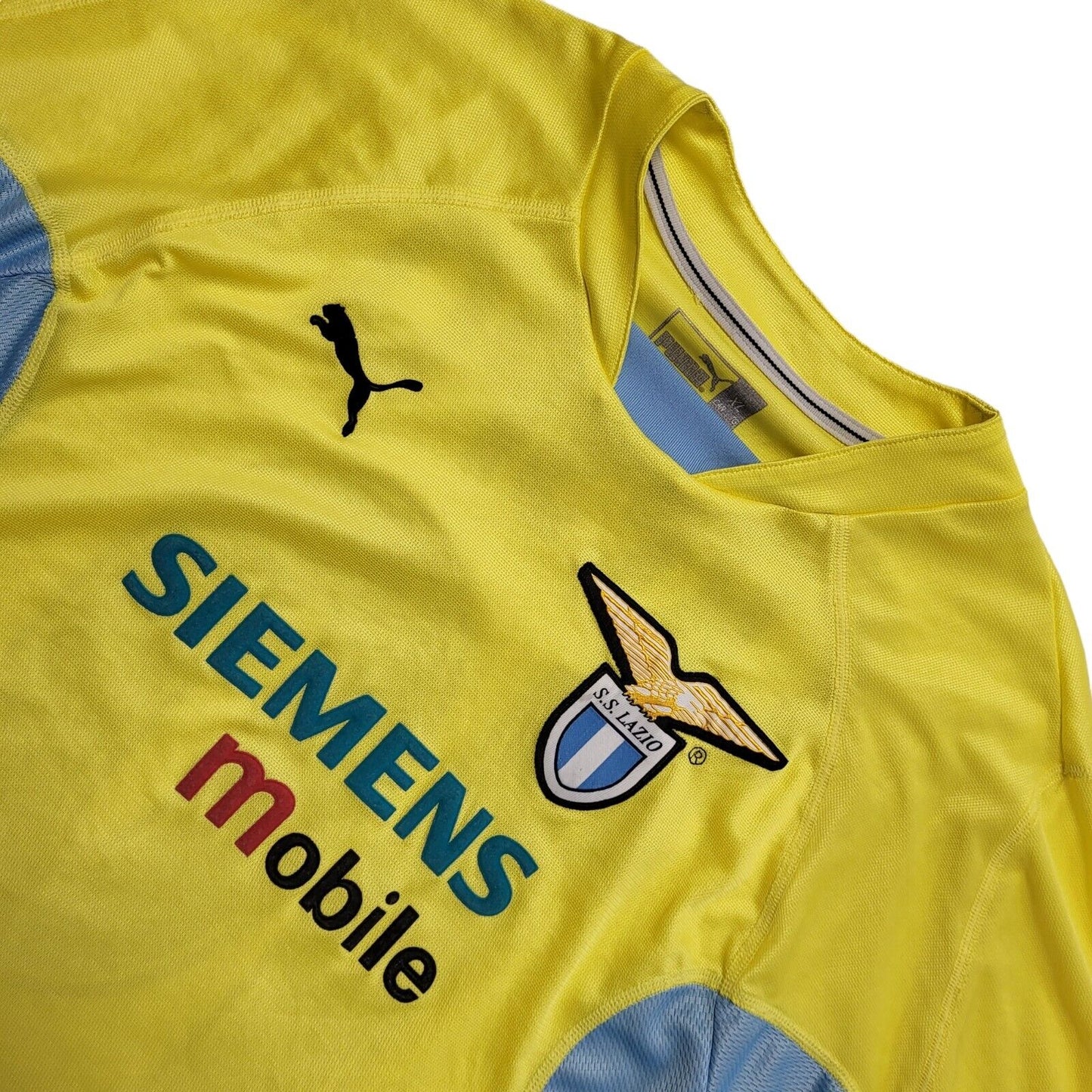 Lazio Puma S.S Crespo 2001 Yellow & Blue Away Football Shirt UK Men's Size XL