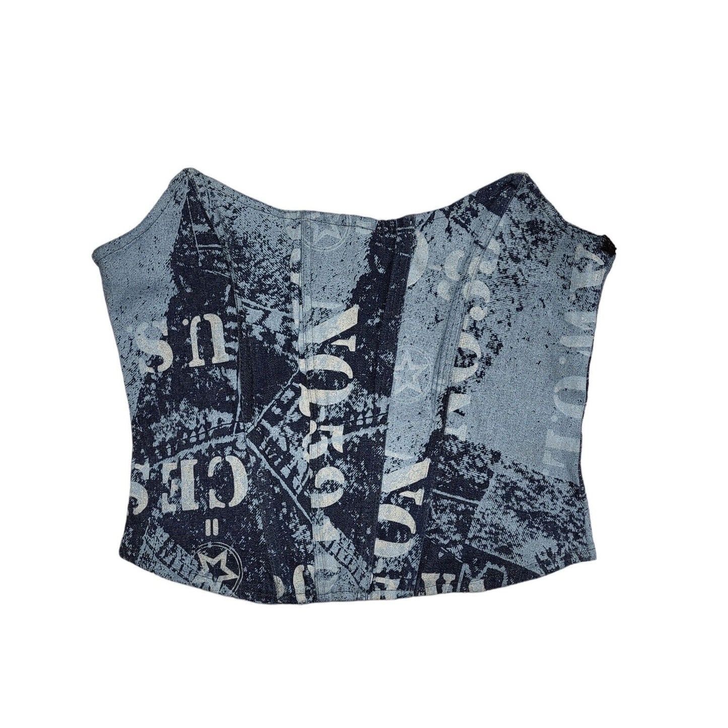 M.D.L. Y2k Blue Sleeveless Denim Body Top Uk Women's Size Small