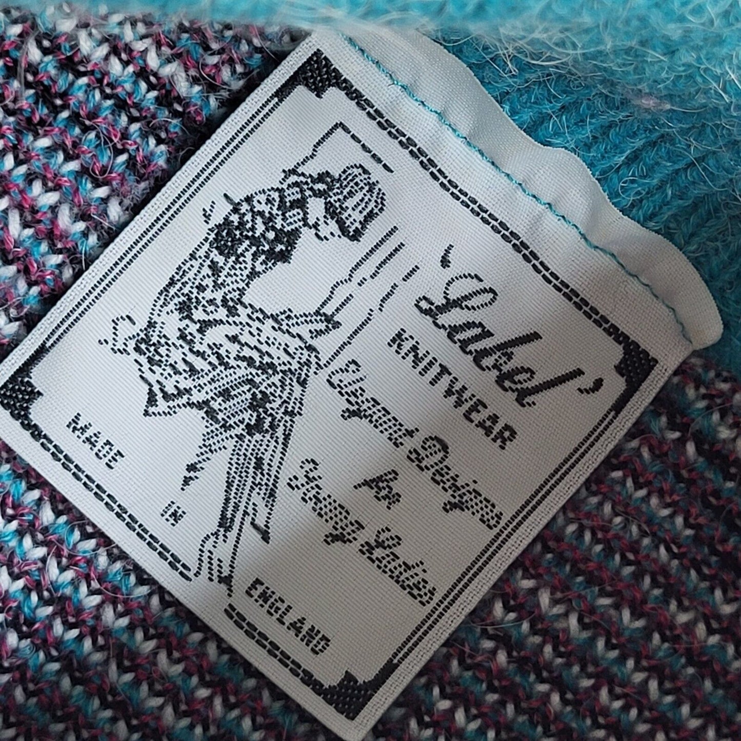 Label Vintage 90's Blue Paisley 1/4  Button Jumper UK Women's Size 14