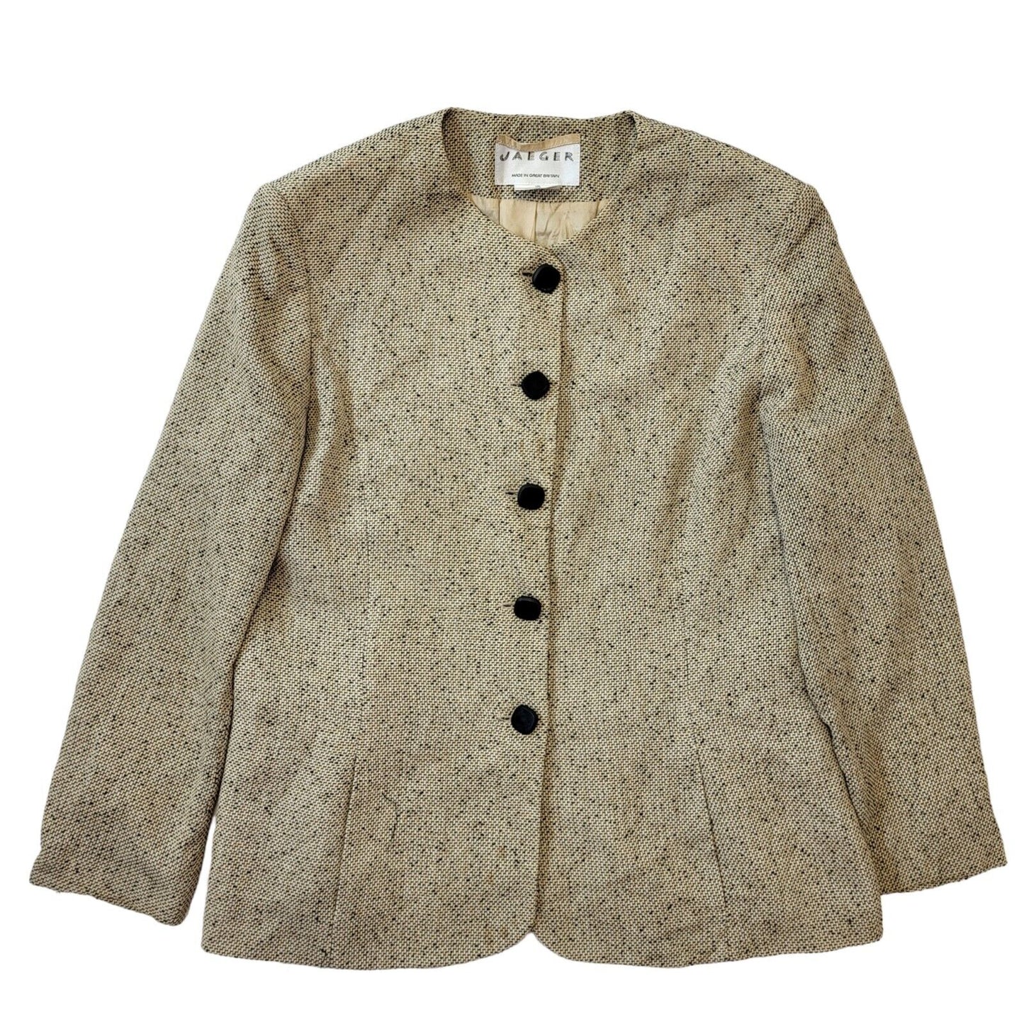 Jaeger 80s Vintage Beige Button Up Blazer Jacket Women's Size 16