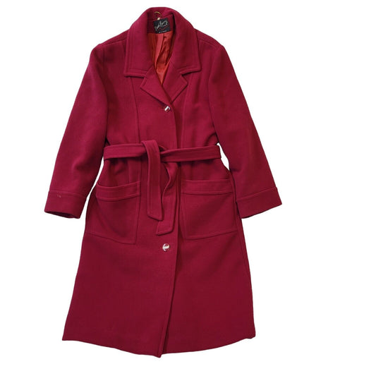 David Barry Vintage 70s Dark Pink Belted Formal Coat Women's Size 12