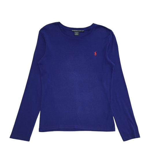 Ralph Lauren Sport Vintage Y2K Blue Long Sleeve T-Shirts Womens XL