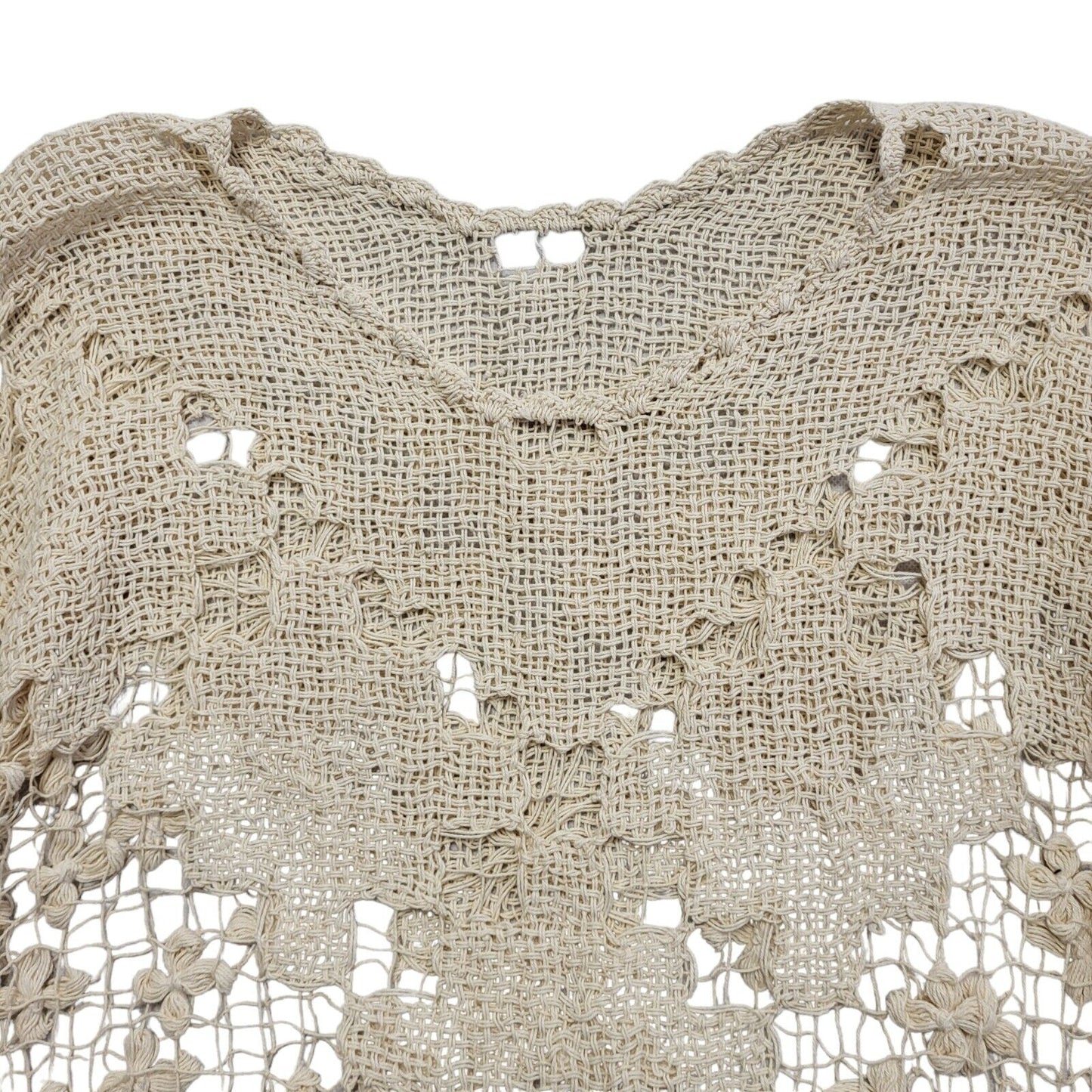 90s Vintage Beige Round Neck Knitted Jumper Uk Women's Size 12