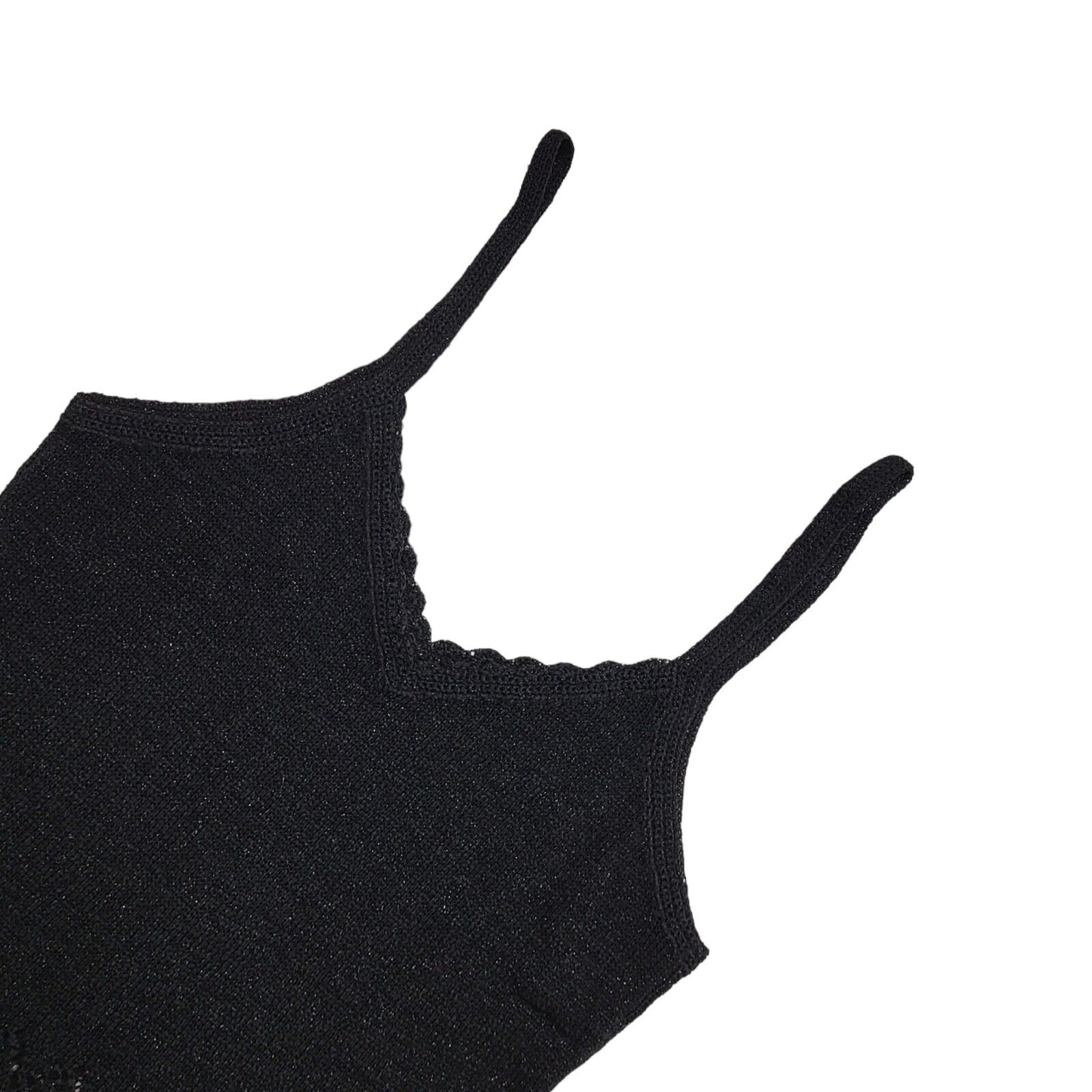 Next Vintage Y2K Black Sparkly Strap Top Womens UK Size 12