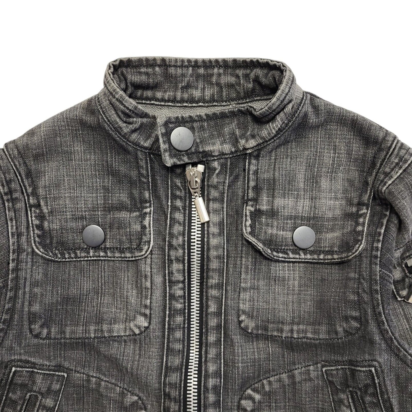 DKNY Grey Zipped Denim Jacket Uk Girl's Size Age 8 Years