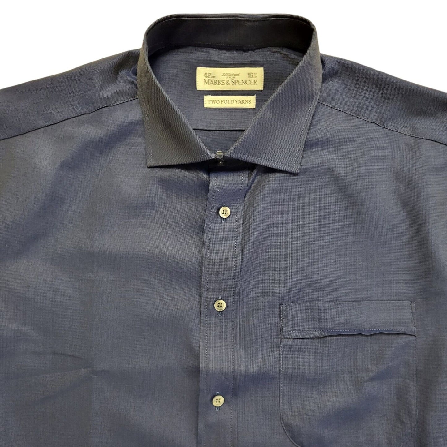 Marks & Spencer Vintage Y2K Dark Blue Long Sleeve Shirt Uk Men's Size XL