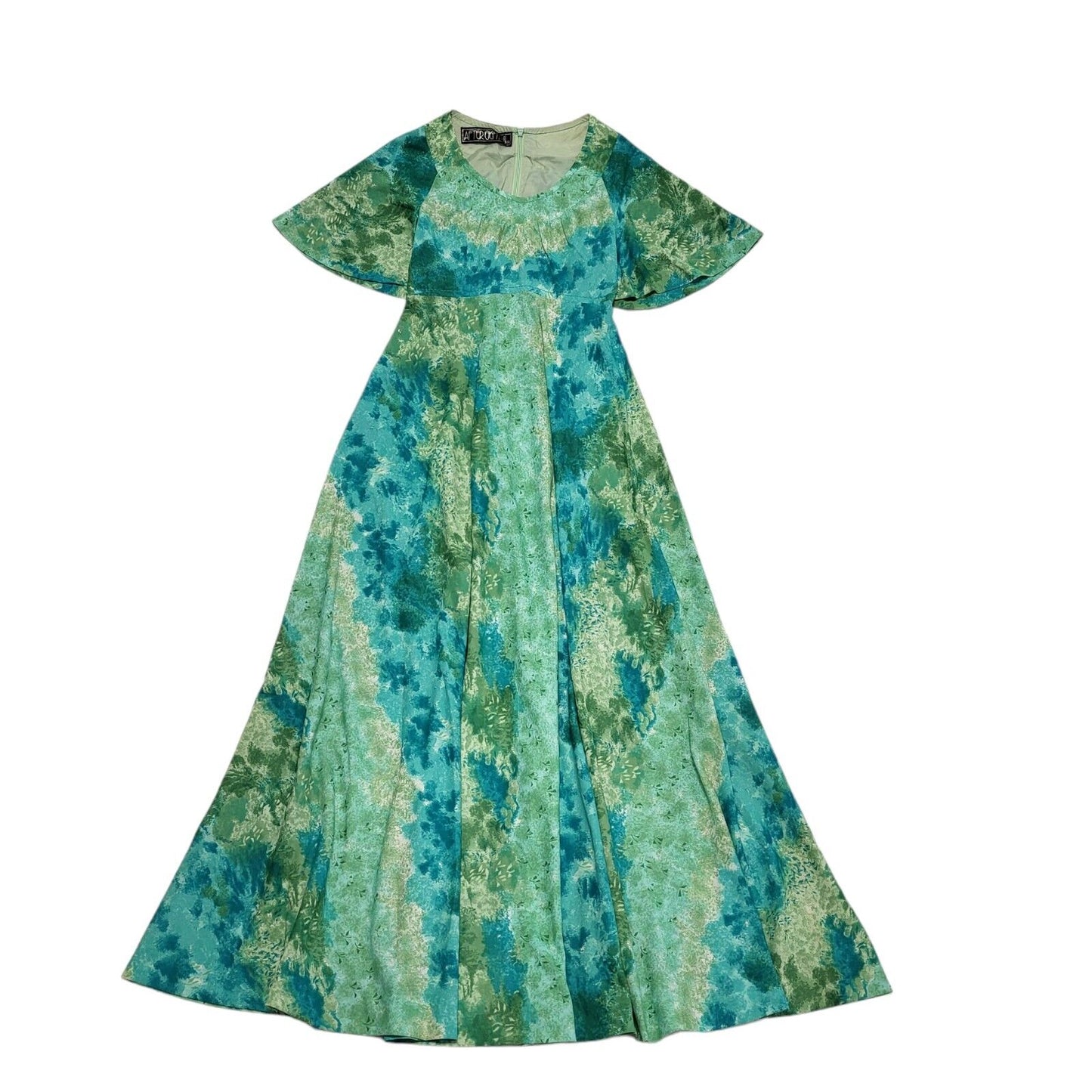 70s Vintage After Eight Green Retro Summer Maxi Dress Women's Size 8