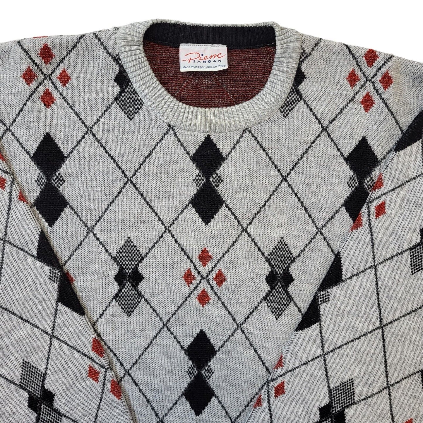 Piene Sangan 90s Vintage Grey Argyle Cosby Jumper Men's Size Large