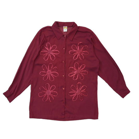 Honey 90s Vintage Red Floral Collared Button up Shirt Women's Size 18