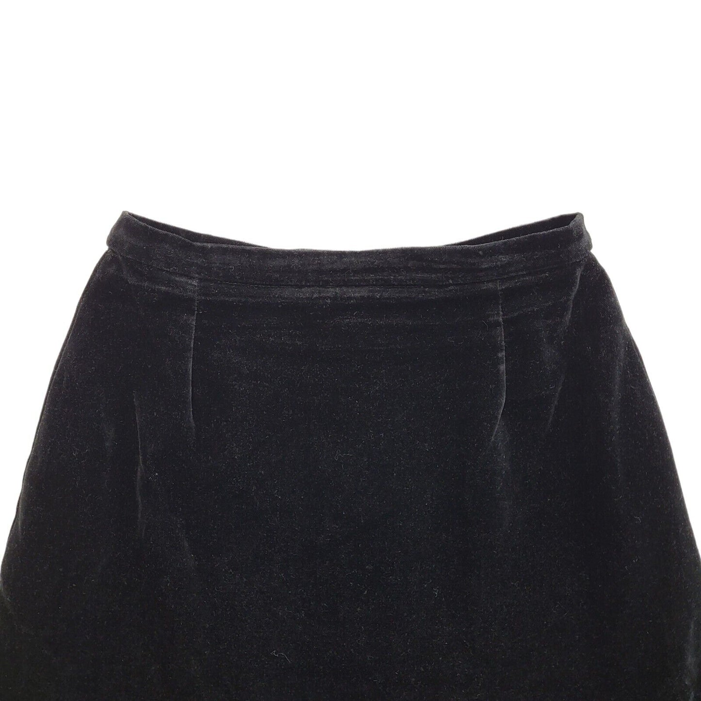 Vintage 80's Black Velour Midi Skirt Womens UK Size 14 W30