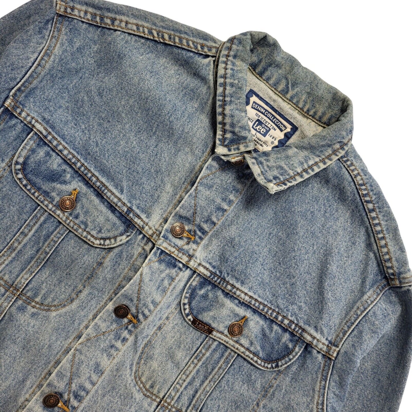 Lee Brickseller Vintage 90s Mid Blue Denim Jacket Uk Men's Size Large