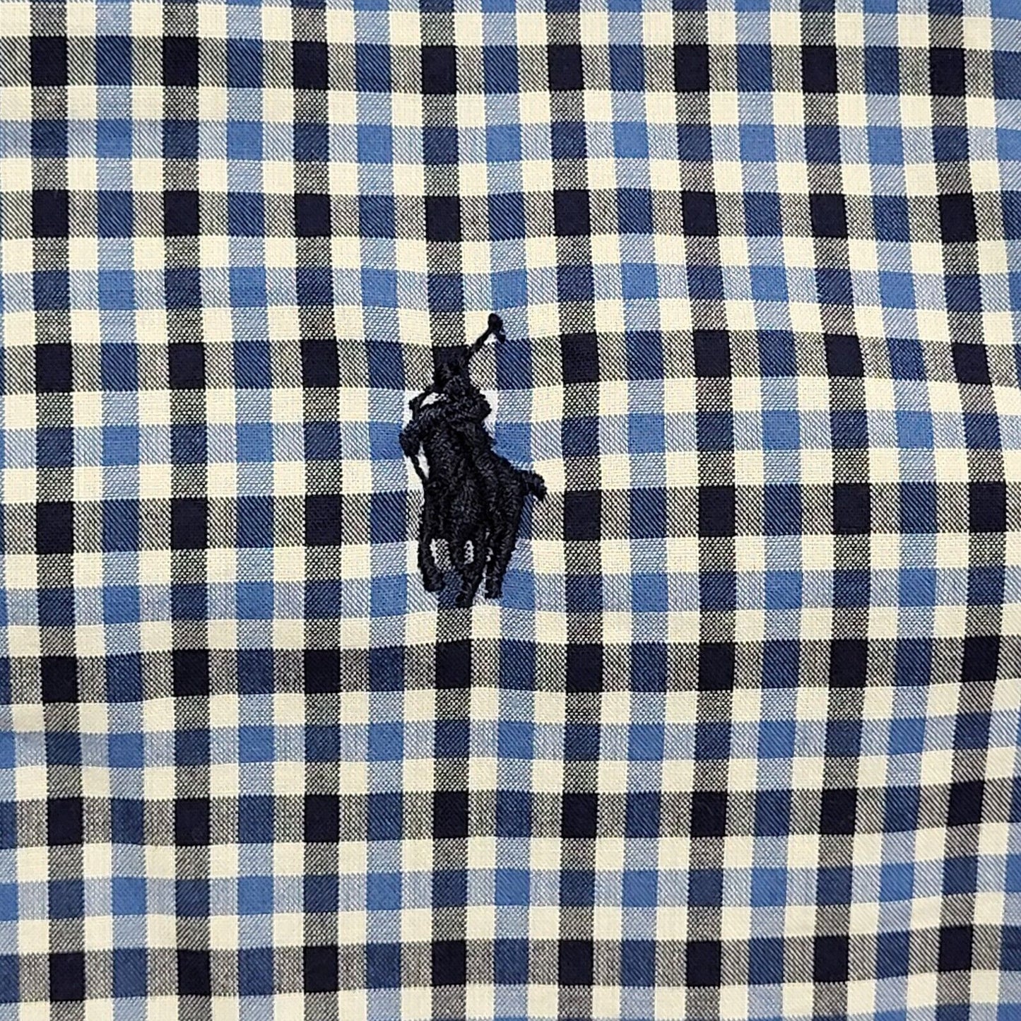 Ralph Lauren Y2K Blue Check Long Sleeve Vintage Boys Size M Age 10-12