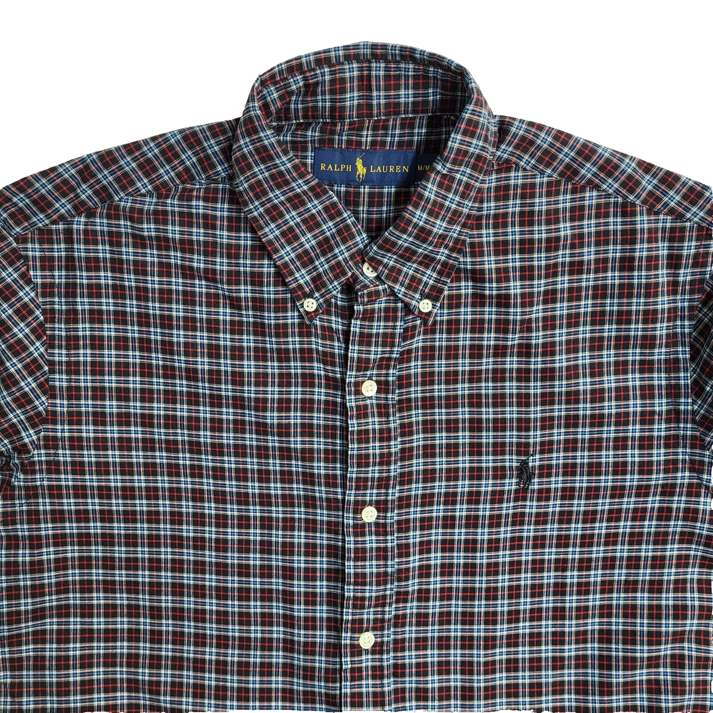 Ralph Lauren Red & Black Checked Vintage 90's Long Sleeve Shirt UK Men's Size M