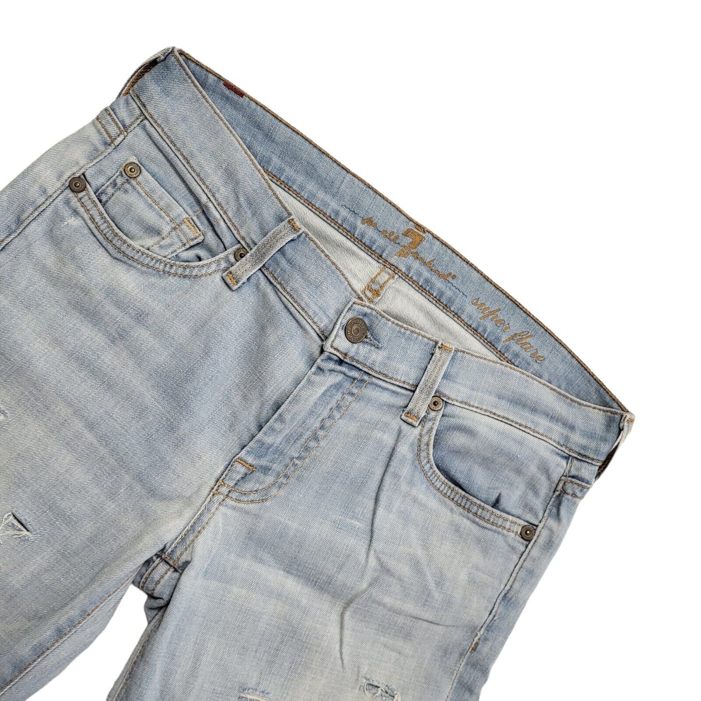 7 All Mankind Vintage 90's Blue Zipped Denim Shorts Uk Unisex Adults W28