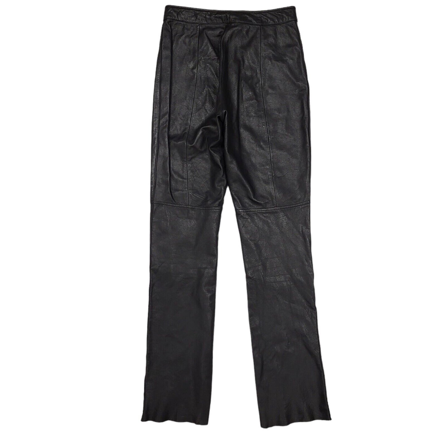 Wilsons Maxima 90s Straight Leg Black Leather Trousers Uk Women's 10 W28 L34