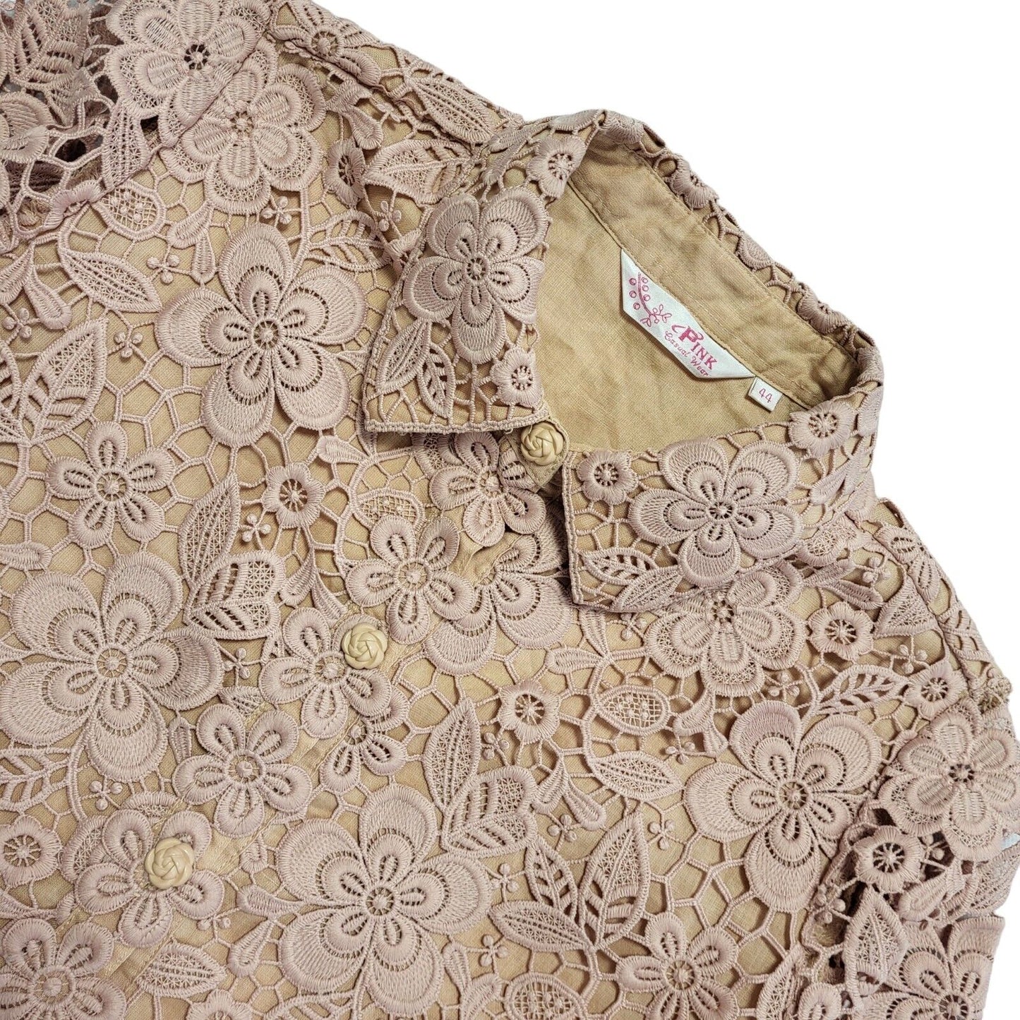 Pink Vintage 90s Pink Crochet Blouse Uk Women's Size 16