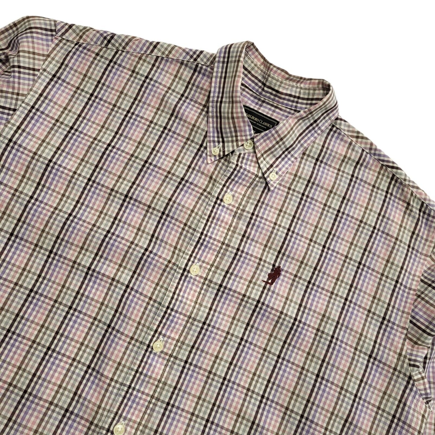 Marlboro Classics 90's Pink & Purple Check Long Sleeve Shirt Uk Men's UK L