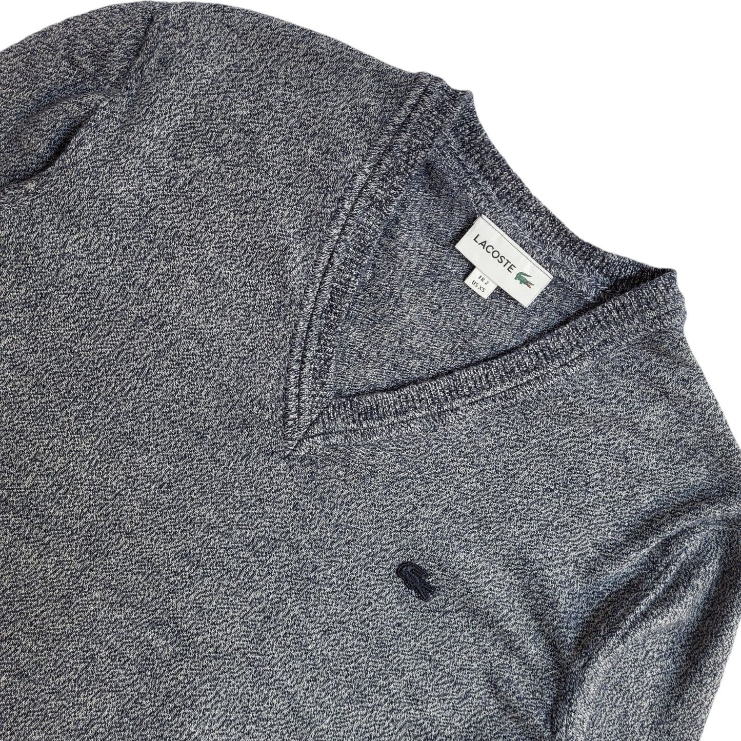 Lacoste Vintage 90's Grey V-Neck Jumper UK Men's Size Small