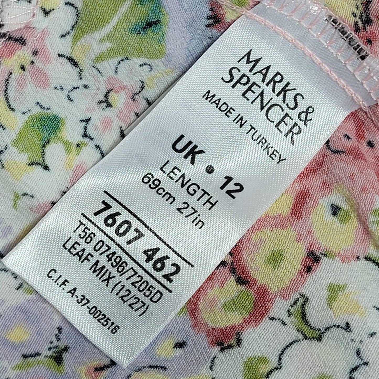 M&S Y2k Pink Yellow Floral Sleeveless Daywear Dress Uk Women's Size 12