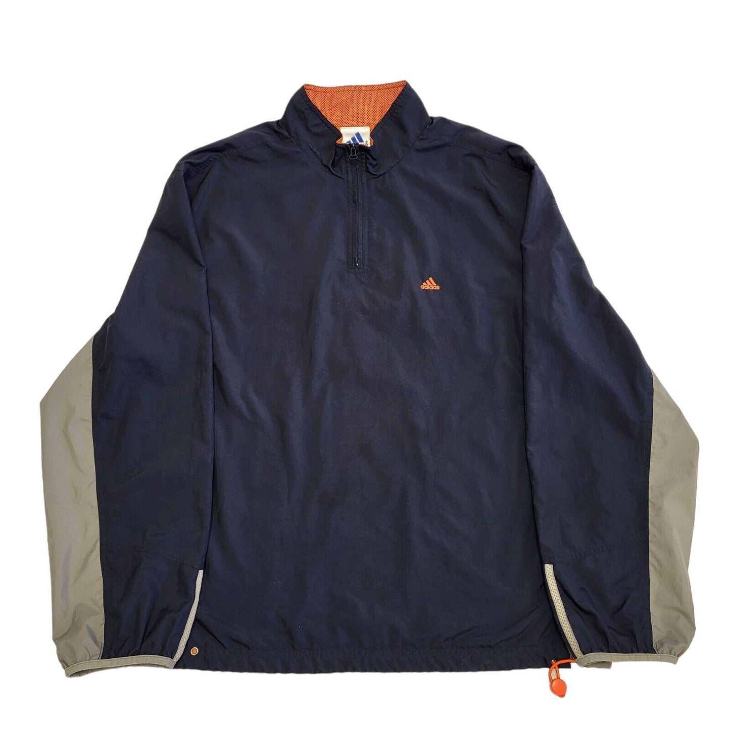 Adidas Blue & Grey 1/4 Zip Vintage 90s Windbreaker Jacket Men's Size L