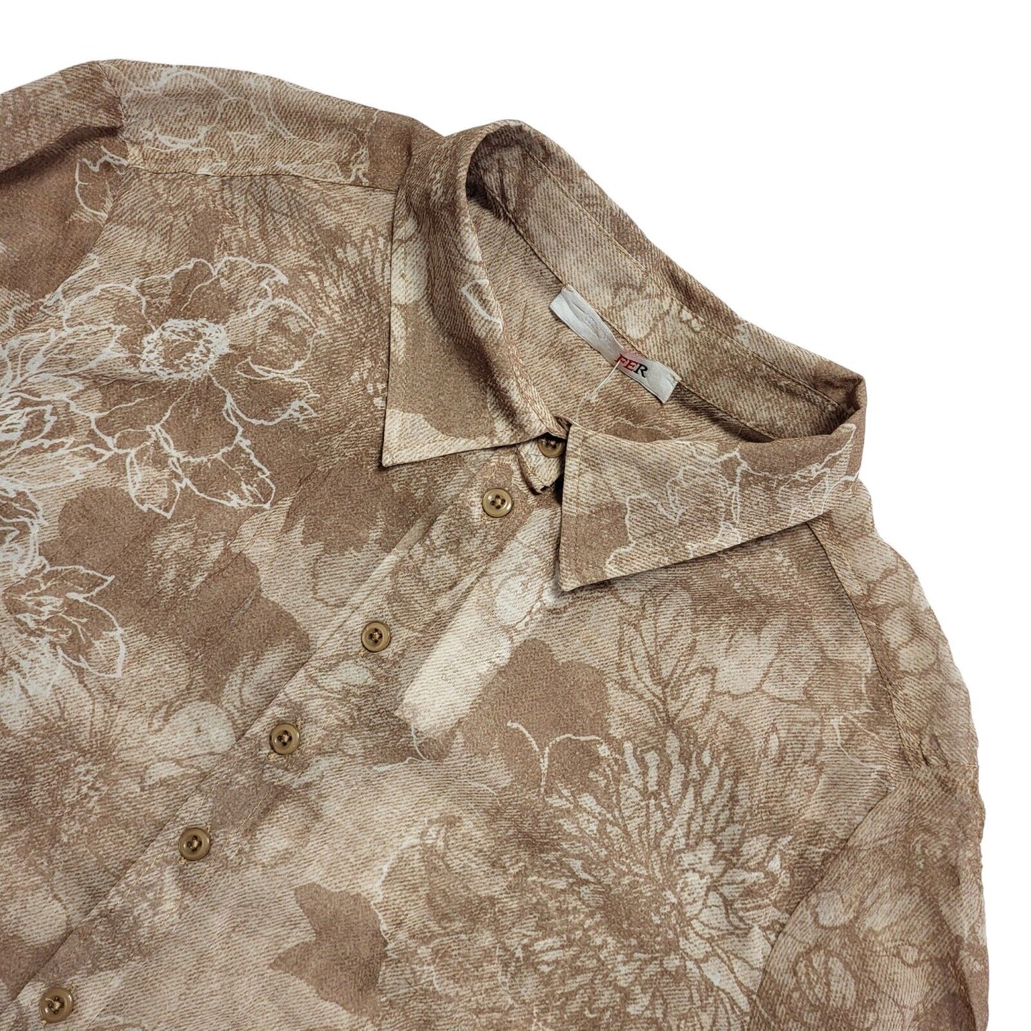 My Way Fer 90s Vintage Brown Floral Long Sleeve Shirt BNWT Womens UK 18
