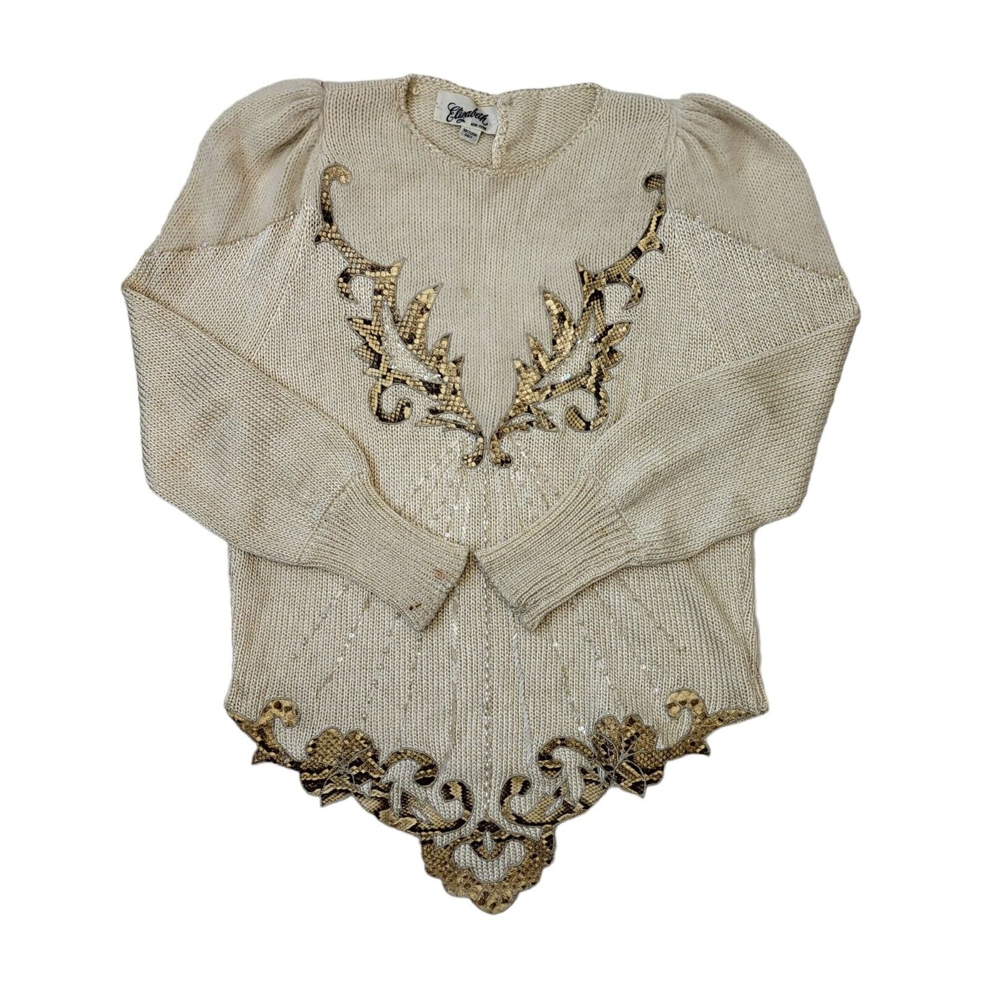 Elizabeth 80s Vintage Beige Wool Jumper Women's Size M Eu 38
