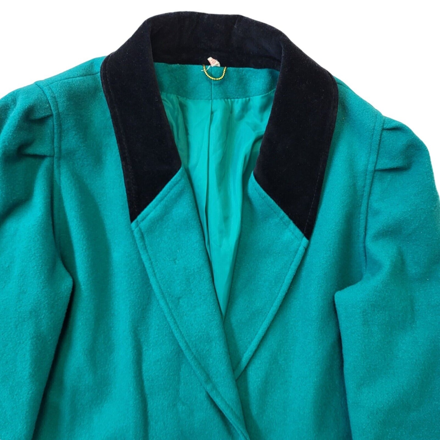 80s Vintage Green Double Breasted Coat Women Size 10 EU 38