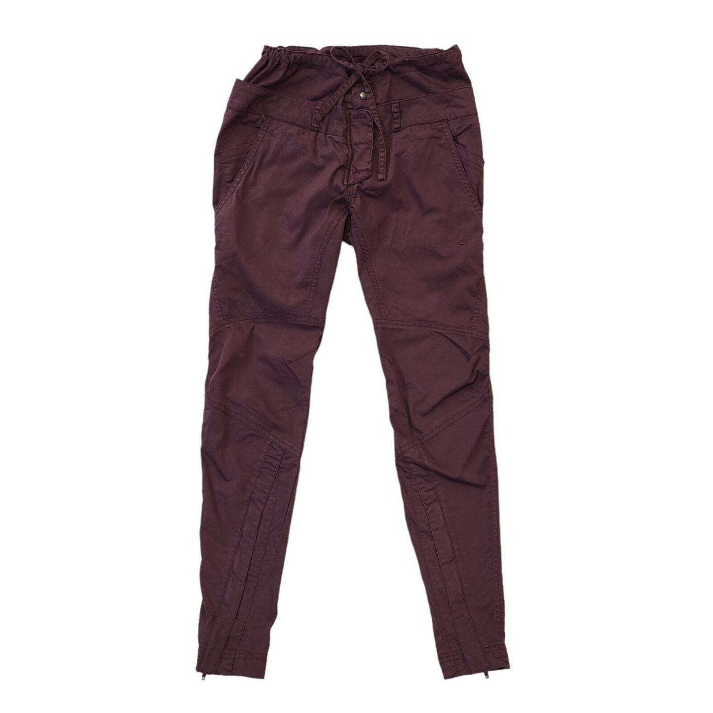 Nike Fit Y2K Maroon Tapered Trousers Womens UK6 W30 L28