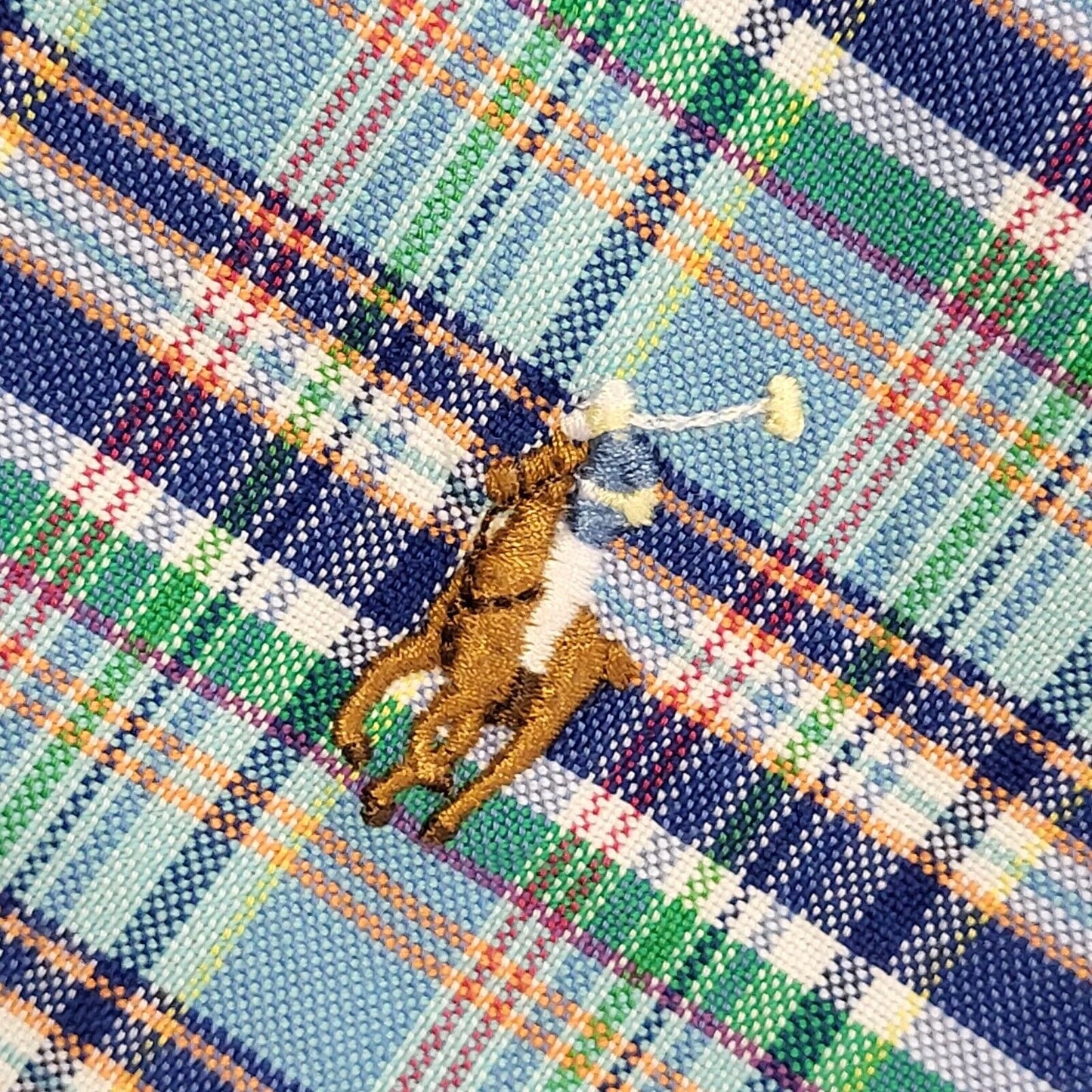 Ralph Lauren 90's Vintage Blue & Green Checked Long Sleeve Shirt Mens UK Size M