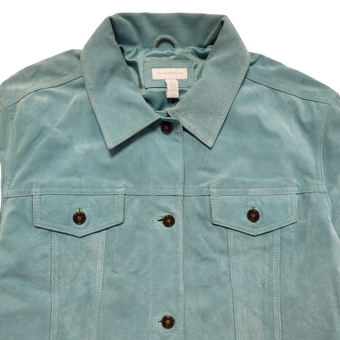 Charter Club Blue 90s Vintage Suede Leather Jacket Uk Women's Size XL
