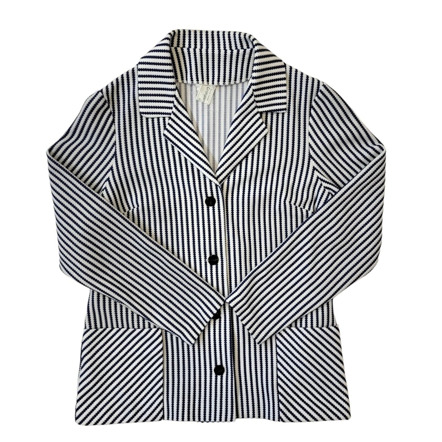 70s Vintage Blue & White Striped Button Jacket Women's Size Medium Eu 38