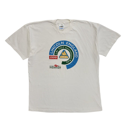 FICC Rally Caravan Club White Lincoln England Vintage 90s T-Shirt Men's Size XXL