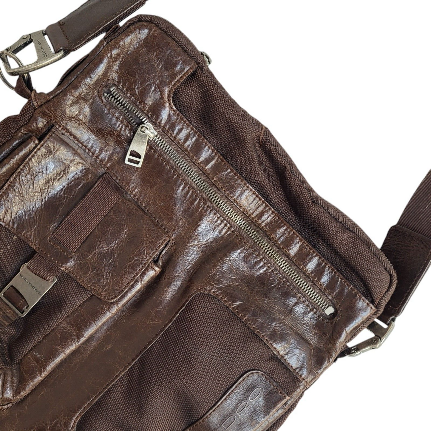 Piquadro Brown Zip Leather Shoulder Bag Women's Size 12" x 13"