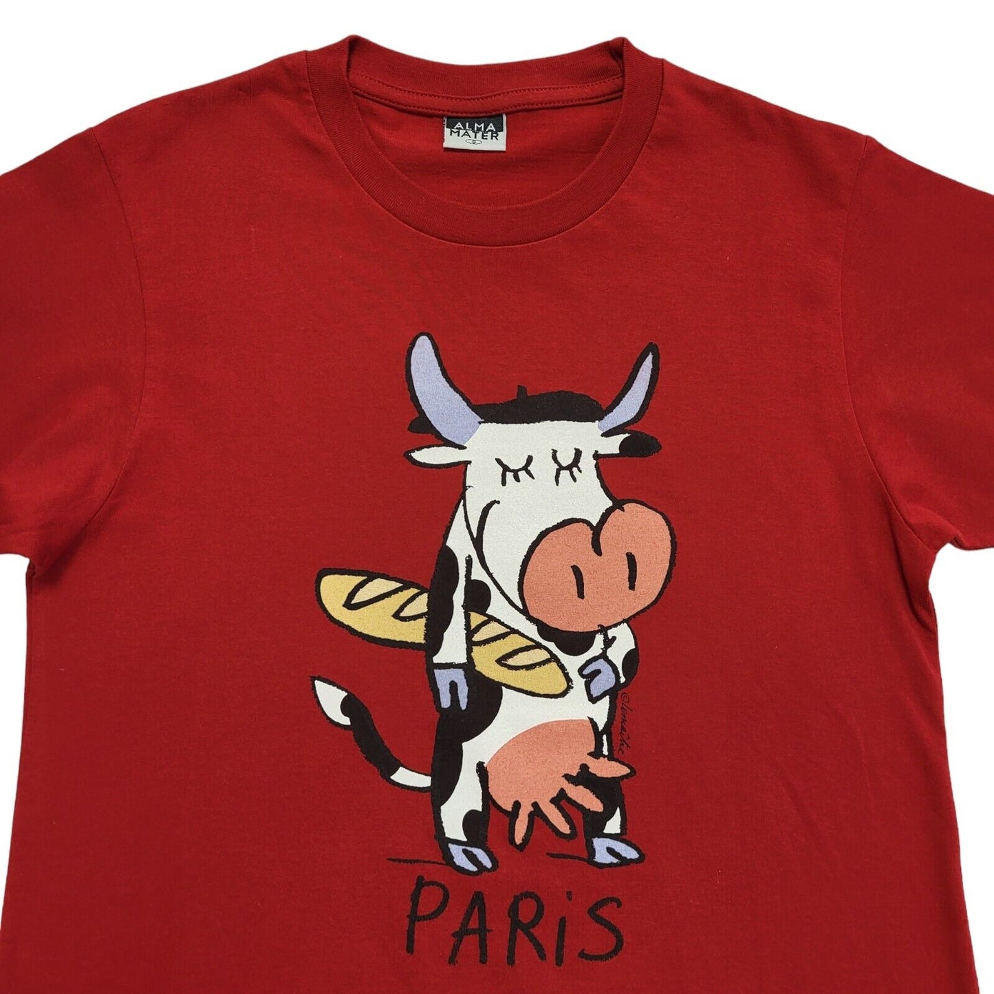 Alma Mater Vintage Y2K Red Cow Print Short Sleeve T-Shirt Womens S