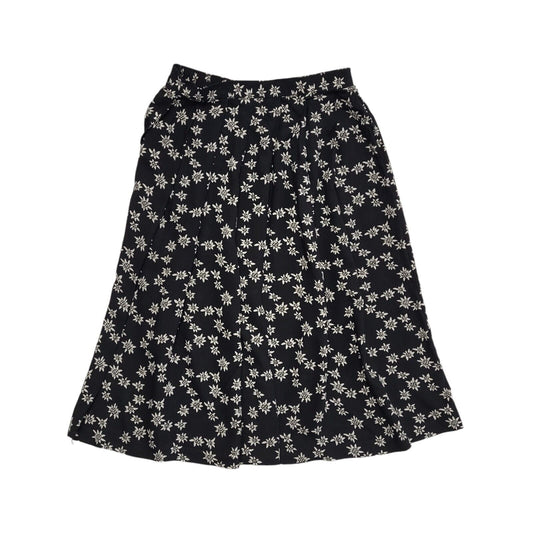 Marks and Spencer Vintage 90's Black Floral Pleated Midi Skirt Womens UK 14