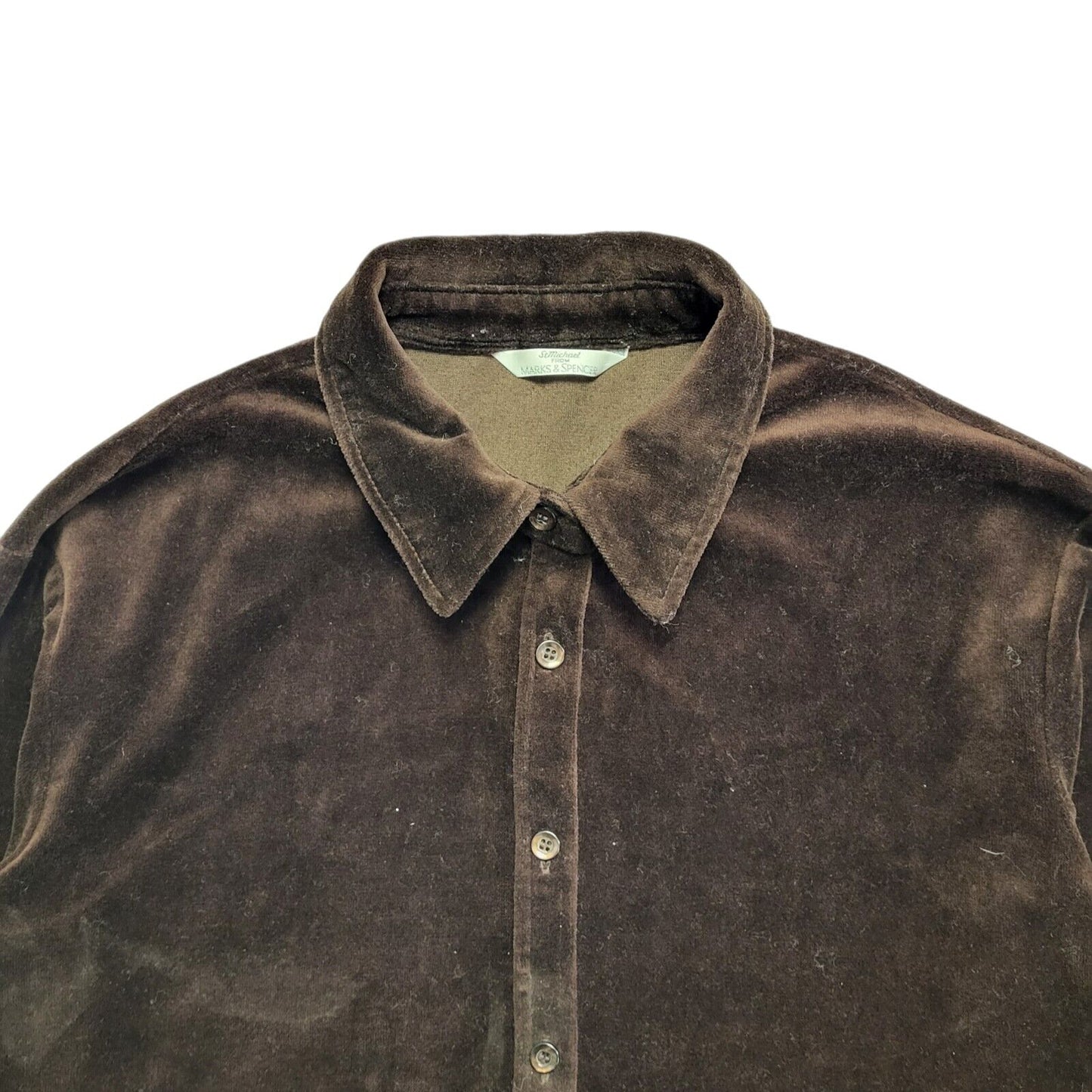 Marks and Spencer 90s Vintage Brown Velour Long Sleeve Shirt Womens Size 10