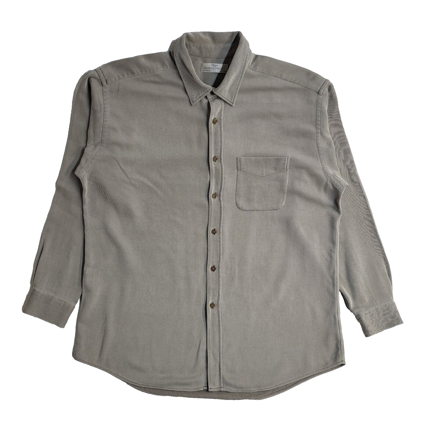 Marks and Spencer Grey Vintage 90's Long Sleeve Shirt UK Men's Size L