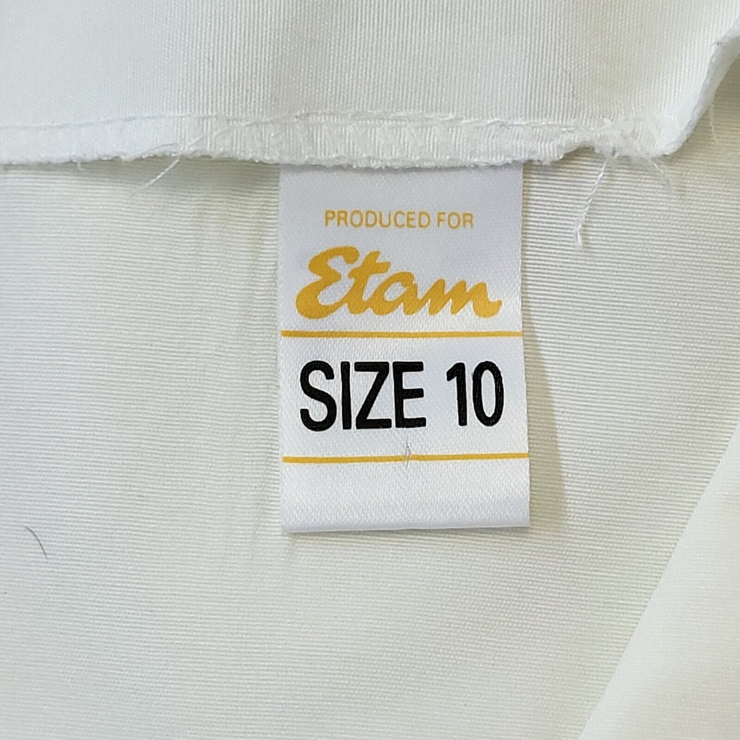 Etam 80s Vintage White Button Up Collared V-Neck Blouse Womens Size 10