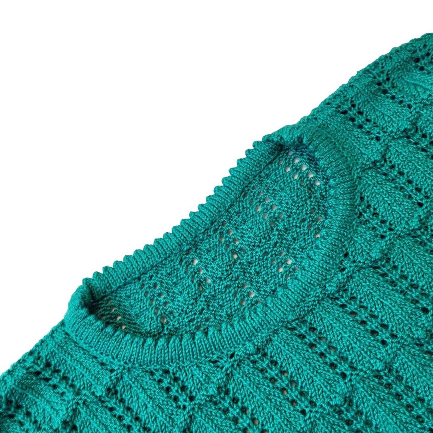 90s Vintage Green Crochet Round Neck Jumper Women's Size Small