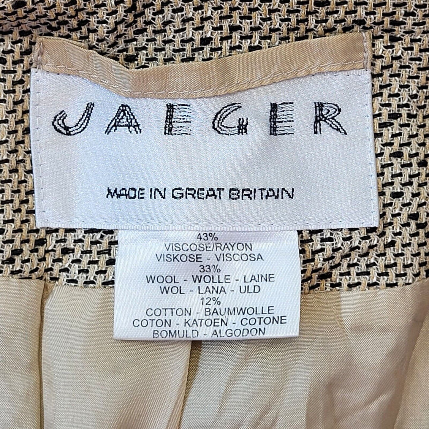 Jaeger 80s Vintage Beige Button Up Blazer Jacket Women's Size 16