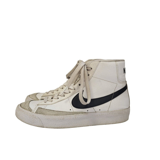 Nike Blazer Mid Junior White & Black Lace-up Trainers Uk Boy's Size 3.5