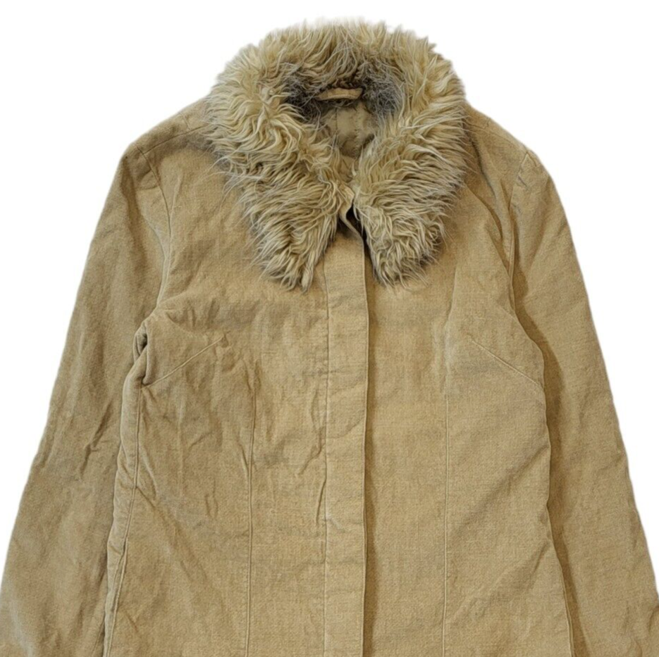 New Look 90s Vintage Beige Faux Fur Penny Lane Style Coat Uk Women's 10