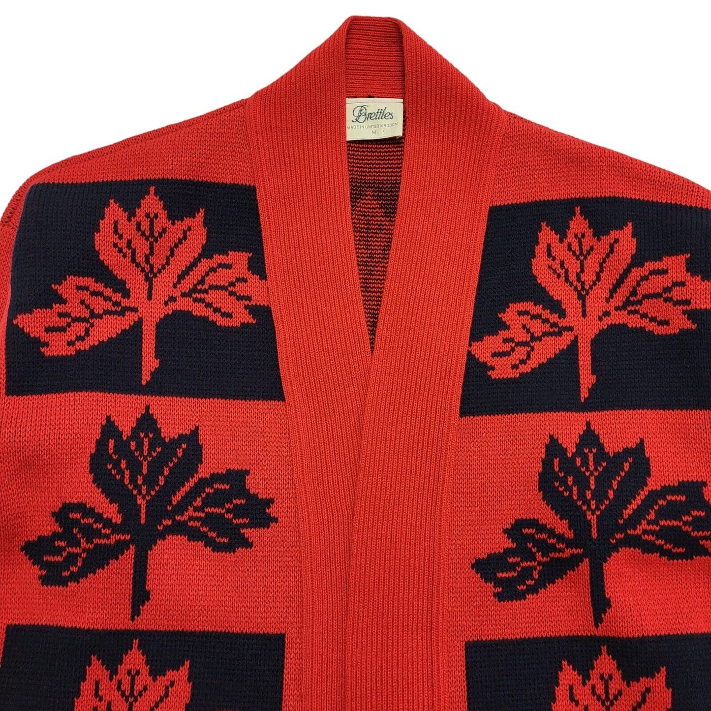 Brettles 90s Vintage Red & Black Open Front Cardigan Uk Women's Size M