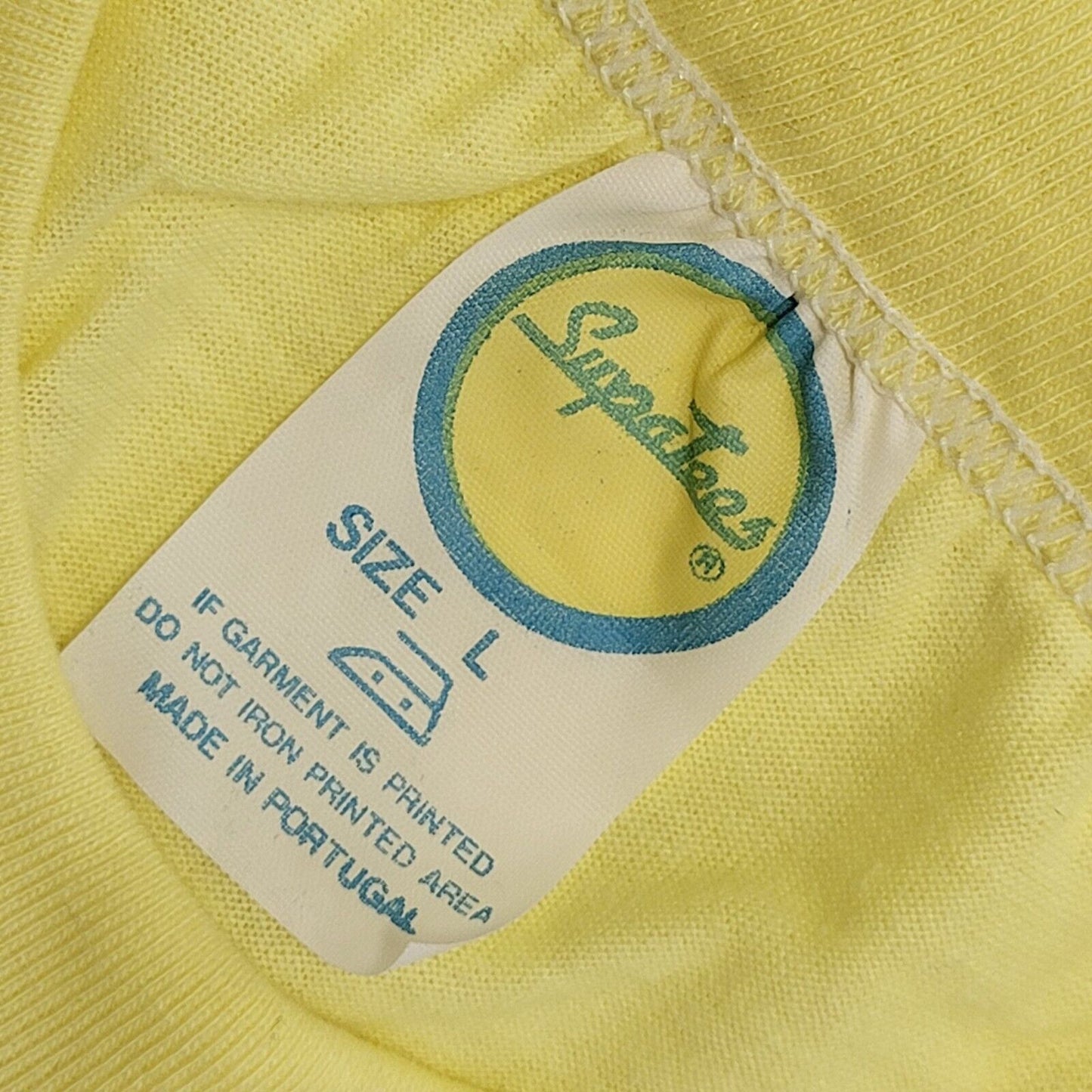Supertees Vintage 80's Yellow Taunton Single Stitch T-Shirt Mens UK Size L