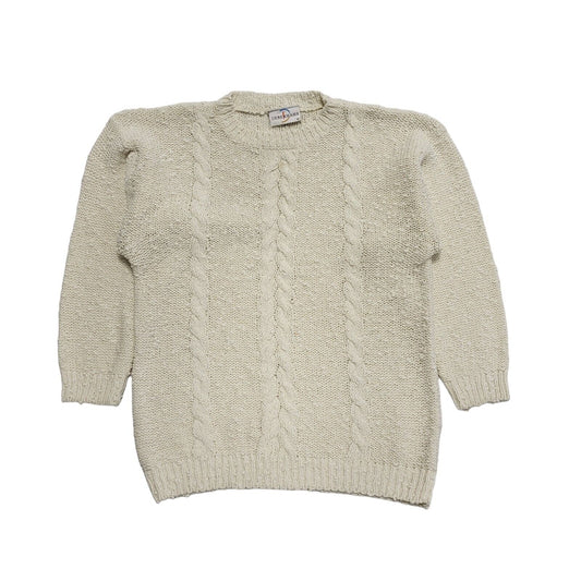 Debenhams 80s Vintage White Acrylic Round Neck Jumper Uk Women's Size Medium